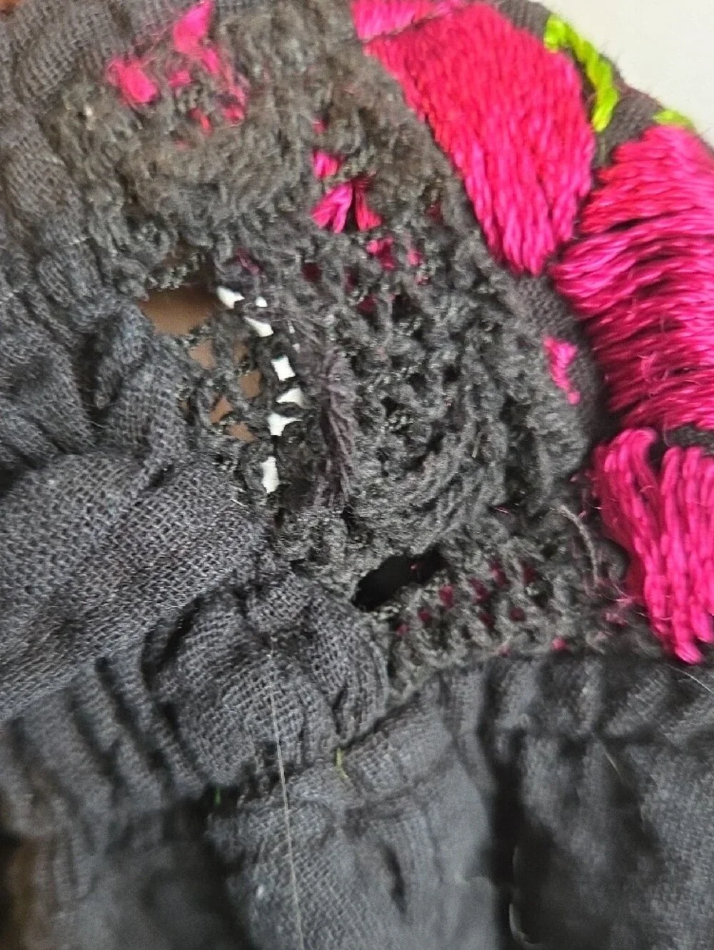 Black Embroidered Girls' Sundress - Vibrant Floral Detail